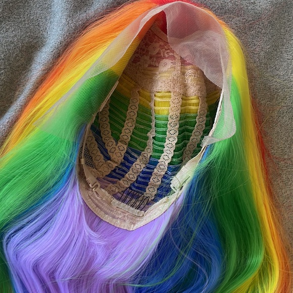 ✨24” 🌈 RAINBOW COLORFUL STRAIGHT LACE FRONT WIG *NEW - Picture 13 of 14